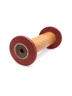 Vintage Wooden Bobbin Spool Wm F Grose Selinsgrove PA Red Ends Industrial Textil